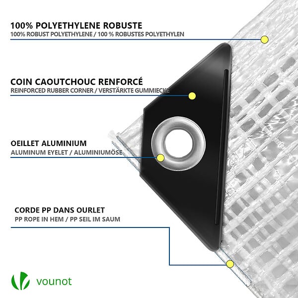VOUNOT - Bâche de Protection en Polyéthylène resistant et impermeable 180g/m² blanche 3x5m - large