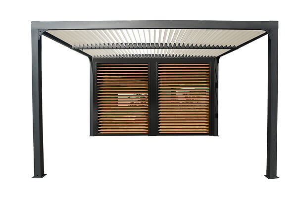 HABRITA - Pergola alu bioclimatique - Anthracite - L.360xH.231xP.300cm - large
