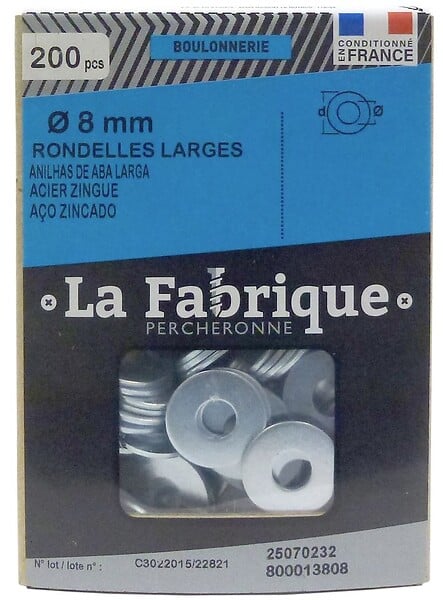Rondelle large acier zingué 8 x200 - large