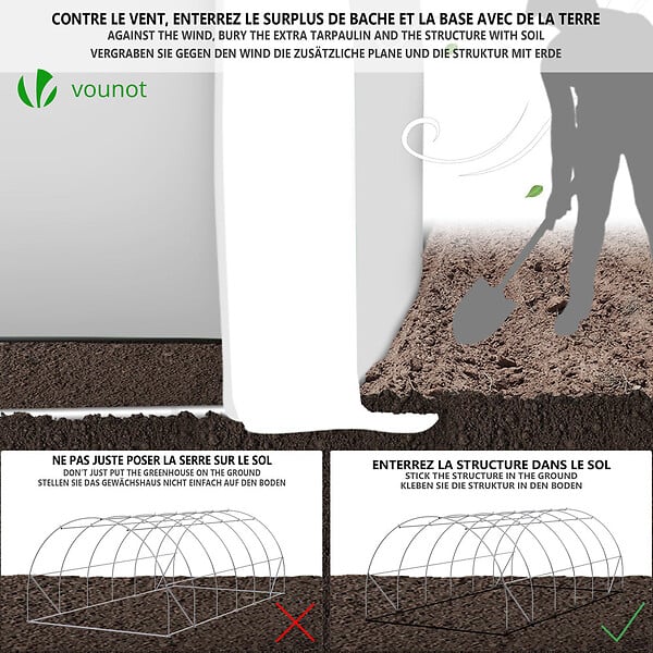 VOUNOT - Serre de jardin Toute Saison 18m2 avec portes laterales - large