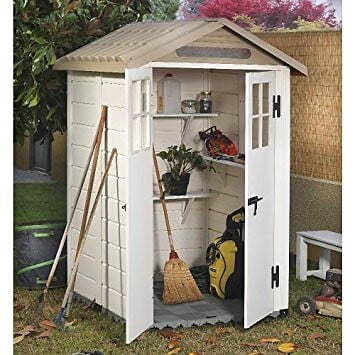 HABRITA - Abri de jardin résine EVO 120 - Beige - L.137xl.144xH.214cm - large