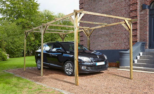 CERLAND - Carport - Toit plat sans couverture - Pin - 15.41m2 - large