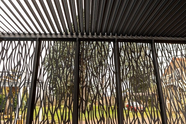 HABRITA - Pergola bioclimatique aluminium - Gris - L.598xH.235xP.360cm - large