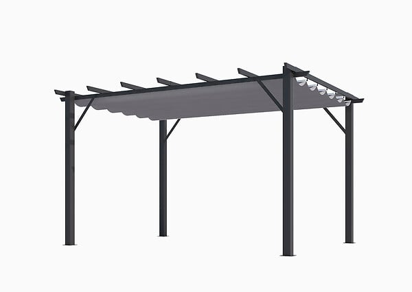HABRITA - Pergola en aluminium - Gris anthracite - L.400xH.230xP.300cm - large