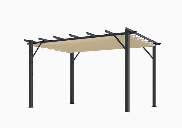 HABRITA - Pergola alu 12m² - Gris anthracite - L.400xl.300xH.230cm - large