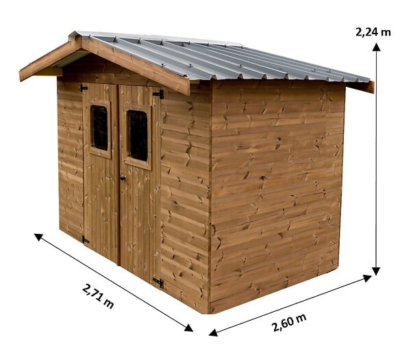 HABRITA - Abri de jardin en bois - L.266xH.235xP.279cm - large