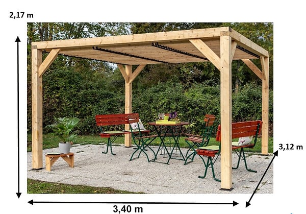 HABRITA - Auvent en douglas massif VENETO - L.3.39xl.3.12m - large