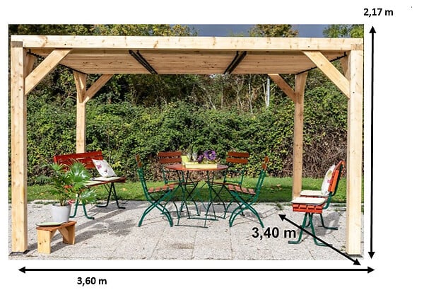 HABRITA - Auvent Veneto en douglas massif - 3.39x3.60m - large
