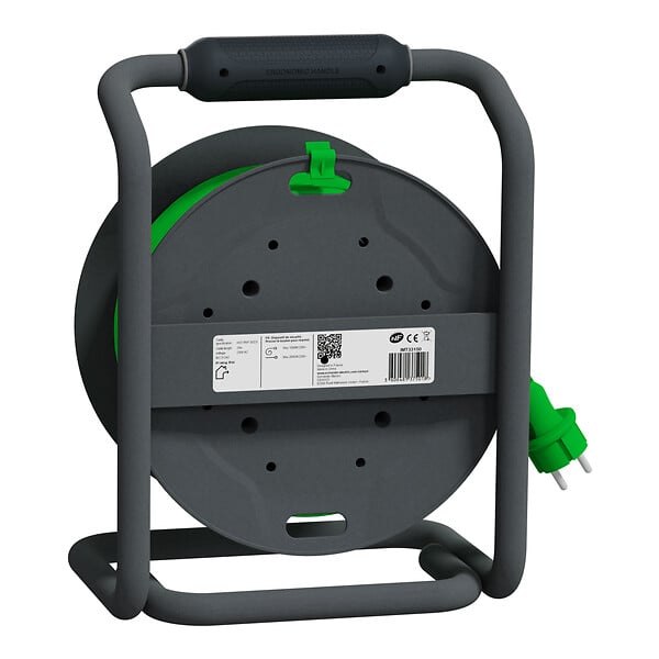 SCHNEIDER ELECTRIC - Enrouleur de chantier - Vert et gris - 2 prises P + T - 25m - large