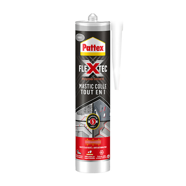 PATTEX - Mastic-colle Polyvalent Flextec - Gris - 389g - large