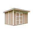 TIMBELA - Abri de Jardin Qualité Premium 9m² - L412xL279cm - Kit tout compris avec sol, tuiles bitumineuses, set de peinture-Construction de Panneaux LP Smartside- Cabane de Jardin Timbela M904A TERRA BROWN - vignette