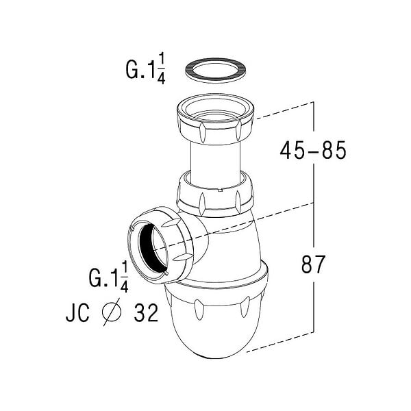 NICOLL - Siphon de lavabo tube réglable 11/4 - large