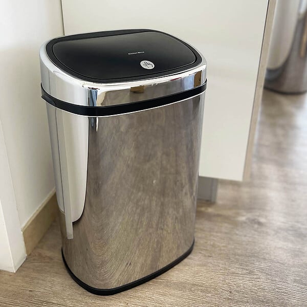 KITCHEN MOVE - Poubelle push inox CITY argent 58L - large