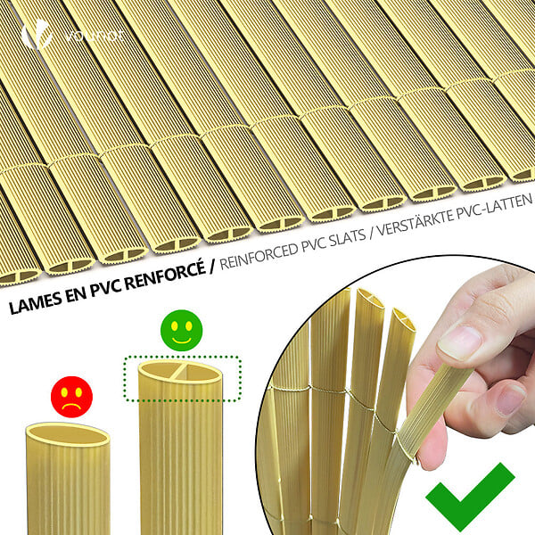 VOUNOT - Canisse PVC brise vue ultra renforce avec attaches de fixation 90x500cm beige - large