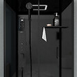 AURLANE - Cabine de douche Hydromassante 115x90x218 cm - Porte coulissante - Fonds & Profilés Noir Mat - vignette