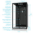 AURLANE - Cabine de douche Hydromassante 115x90x218 cm - Porte coulissante - Fonds & Profilés Noir Mat - vignette