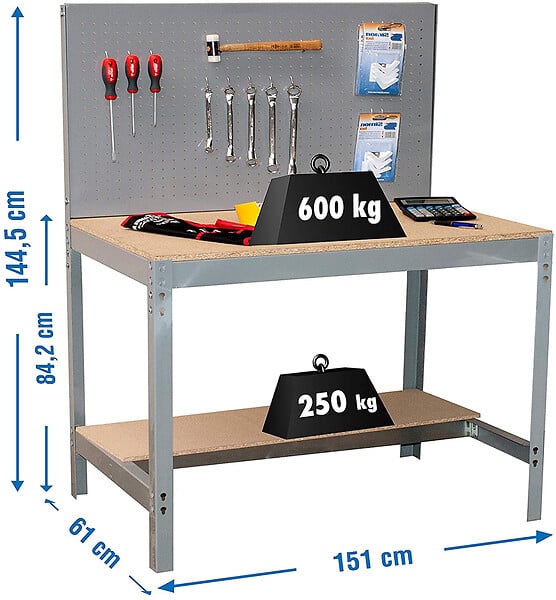 SIMON RACK - SimonRack - Kit Etabli 1440x1500x600mm Charge 600Kg -  SIMONWORK BT-2 1500 GRIS FONCE Simon Rack - large
