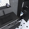 AURLANE - Pack meuble de salle de bain 80x50 cm Noir - 2 tiroirs - vasque noire - miroir - colonne suspendu - vignette