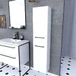 AURLANE - Colonne de salle de bain blanche 30x35x150 cm - 2 portes blanches poignees noir mat - STRUCTURA P015 - vignette