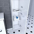 AURLANE - Colonne de salle de bain blanche 30x35x150 cm - 2 portes blanches poignees noir mat - STRUCTURA P015 - vignette