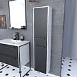 AURLANE - Colonne de salle de bain blanche 30x35x150 cm avec 2 portes et poignées noir mat - STRUCTURA P026 - vignette
