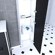 AURLANE - Colonne de salle de bain blanche 30x35x150 cm avec 2 portes et poignées noir mat - STRUCTURA P026 - vignette