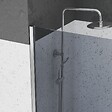 AURLANE - Paroi de Douche 140x200cm Verre Fumé 8mm - Barre de Fixation Extensible et Profil Chrome - vignette