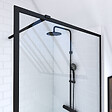 AURLANE - Paroi de Douche 100x200 cm - Cadre et Bras Aluminium NOIR MAT - DARK CONTOURING - vignette