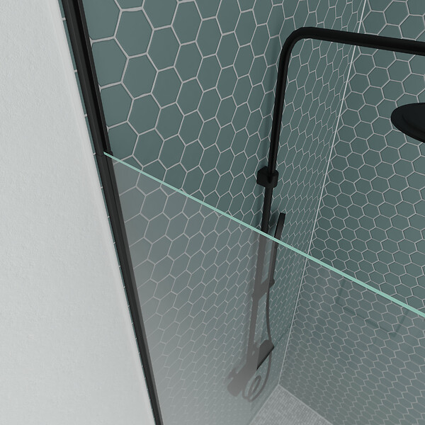 AURLANE - Paroi de douche 120x203cm à structure noir mat extensible 203cm à 273cm STRETCHY - large