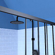 AURLANE - porte de douche carrée coulissante - verre sérigraphié noir 90x90 - vignette