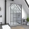 AURLANE - Paroi de douche Déco 120x195cm Verre 5mm Sérigraphié - Barre de fixation Noir Mat - vignette