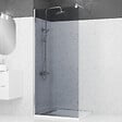 AURLANE - Paroi de Douche 90x200cm Verre Fumé 8mm - Barre de Fixation Extensible et Profil Chrome - vignette