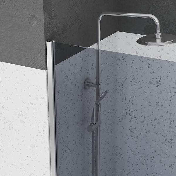 AURLANE - Paroi de Douche 90x200cm Verre Fumé 8mm - Barre de Fixation Extensible et Profil Chrome - large