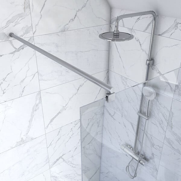 AURLANE - Paroi de douche a l'italienne - VERRE TRANSPARENT 6mm - paroi + Barre de fixation recoupable - large
