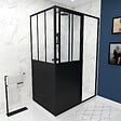 AURLANE - Porte de douche coulissante 120x200cm et paroi de retour 90x200cm type atelier - vignette