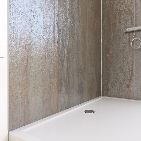 AURLANE - Pack de 2 Panneaux Muraux Pierre Wood Stone 90+120x210 cm avec Profilés ANODISE BRILLANT - STONE'IT - large