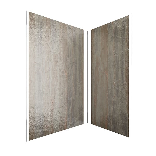 AURLANE - Pack de 2 Panneaux Muraux Pierre Wood Stone 90+120x210 cm avec Profilés ANODISE BRILLANT - STONE'IT - large
