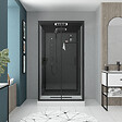 AURLANE - Cabine de douche Hydromassante 115x90x218 cm - Porte coulissante - Fonds & Profilés Noir Mat - vignette