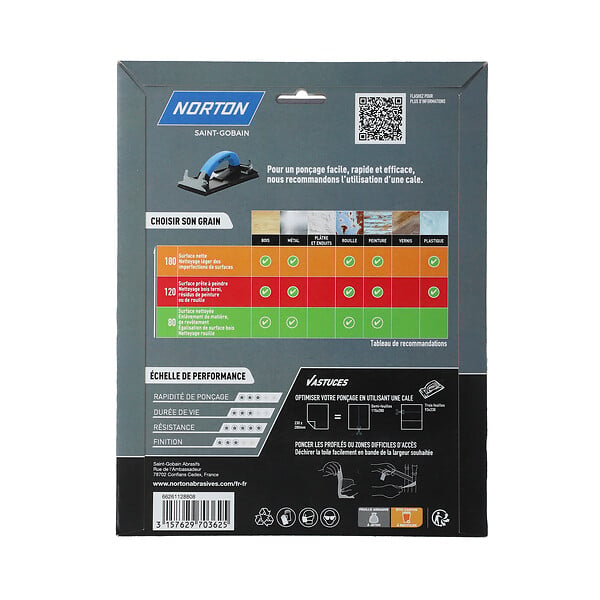 NORTON - Feuilles abrasives Superflexible - Grains assortis - 230x280 - large