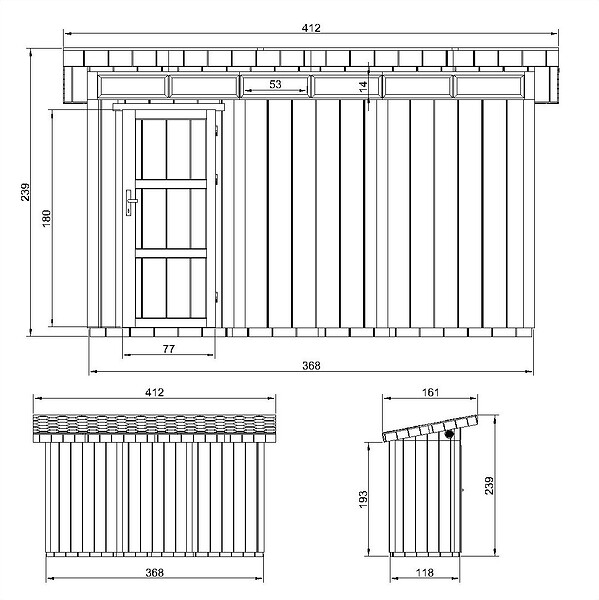 TIMBELA - Abri de Jardin Qualité Premium 4m² - L161xL412cm - Kit tout compris avec sol, tuiles bitumineuses, set de peinture-Construction de Panneaux LP SmartSide- Cabane de Jardin Timbela M902 REDWOOD RED - large
