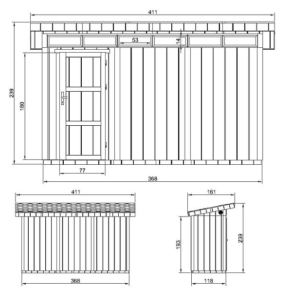 TIMBELA - Abri de Jardin Qualité Premium 4m² - L161xL412cm - Kit tout compris avec sol, tuiles bitumineuses, set de peinture-Construction de Panneaux LP SmartSide- Cabane de Jardin Timbela M902 TERRA BROWN - large
