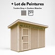 TIMBELA - Abri de Jardin Qualité Premium 4m² - L161xL412cm - Kit tout compris avec sol, tuiles bitumineuses, set de peinture-Construction de Panneaux LP SmartSide- Cabane de Jardin Timbela M902 TUNDRA GREY - vignette