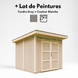 TIMBELA - Abri de Jardin Qualité Premium 6m² - L294xL279cm - Kit tout compris avec sol, tuiles bitumineuses, set de peinture-Construction de Panneaux LP Smartside- Cabane de Jardin Timbela M903A TUNDRA GREY - vignette