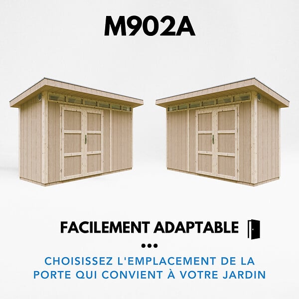 TIMBELA - Abri de Jardin Qualité Premium 4m² - L161xL412cm - Kit tout compris avec sol, tuiles bitumineuses, set de peinture-Construction de Panneaux LP Smartside- Cabane de Jardin Timbela M902A HARVEST HONEY - large