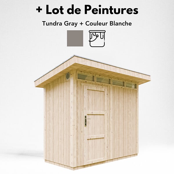 TIMBELA - Abri de Jardin Qualité Premium 3m² - L161xL294cm - Kit tout compris avec sol, tuiles bitumineuses, set de peinture-Construction de Panneaux LP Smartside- Cabane de Jardin Timbela M901 TUNDRA GREY - large
