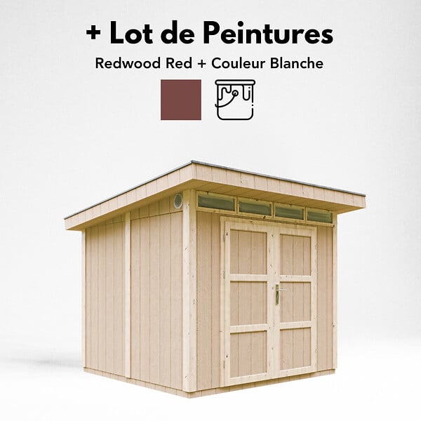TIMBELA - Abri de Jardin Qualité Premium 6m² - L294xL279cm - Kit tout compris avec sol, tuiles bitumineuses, set de peinture-Construction de Panneaux LP Smartside- Cabane de Jardin Timbela M903A REDWOOD RED - large