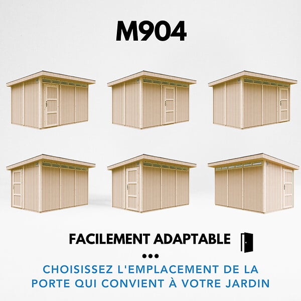 TIMBELA - Abri de Jardin Qualité Premium 9m² - L412xL279cm - Kit tout compris avec sol, tuiles bitumineuses, set de peinture-Construction de Panneaux LP Smartside- Cabane de Jardin Timbela M904 CAVERN STEEL - large