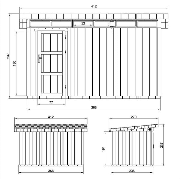 TIMBELA - Abri de Jardin Qualité Premium 9m² - L412xL279cm - Kit tout compris avec sol, tuiles bitumineuses, set de peinture-Construction de Panneaux LP Smartside- Cabane de Jardin Timbela M904 CAVERN STEEL - large