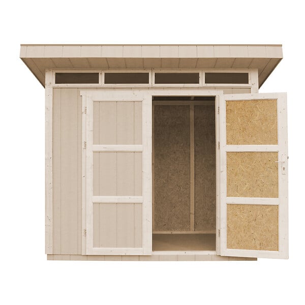 TIMBELA - Abri de Jardin Qualité Premium 3m² - L161xL294cm - Kit tout compris avec sol, tuiles bitumineuses, set de peinture-Construction de Panneaux LP Smartside- Cabane de Jardin Timbela M901A TUNDRA GREY - large