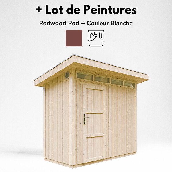 TIMBELA - Abri de Jardin Qualité Premium 3m² - L161xL294cm - Kit tout compris avec sol, tuiles bitumineuses, set de peinture-Construction de Panneaux LP Smartside- Cabane de Jardin Timbela M901 REDWOOD RED - large